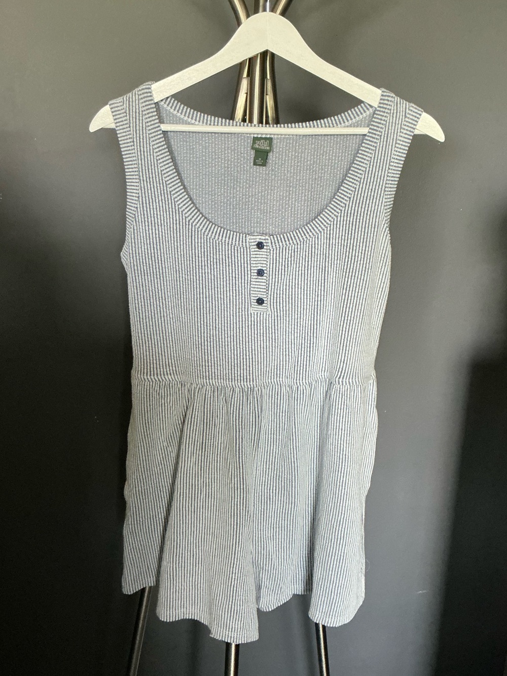 Romper - Blue & White Striped Ribbed Romper